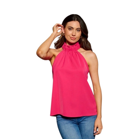 Mandalay and Company Tops - RUFFLE RADIANCE HALTER TOP
Fuchsia